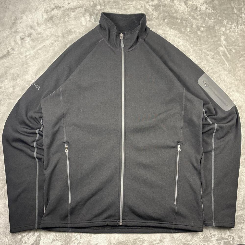 Marmot polartec activewear Jacket Mens XL Gray Full Zip Chest Pocket Hiking